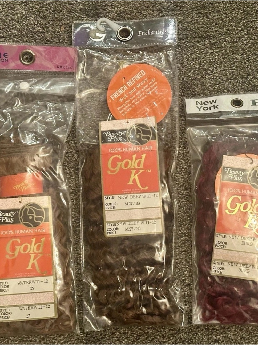 Extensions Gold K by Beauty Plus 100% – Deep Wave/WaterW - 12” New x3